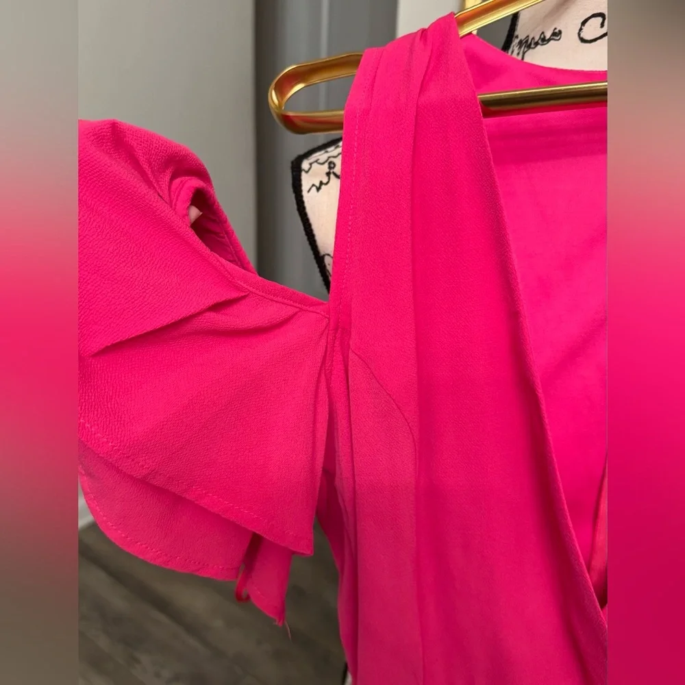 She + sky Elegant pink off the shoulder romper - Picture 2 of 10